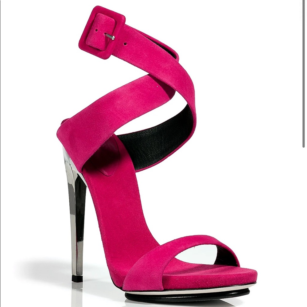 Giuseppe Zanotti suede w/ silver heel &ankle strap